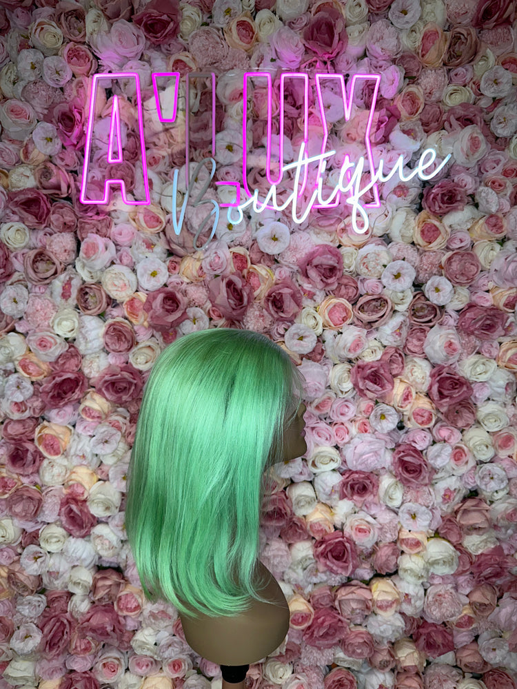 Luscious HD Mint Green Straight Bob 13X4 Lace Frontal 150% Density Wig