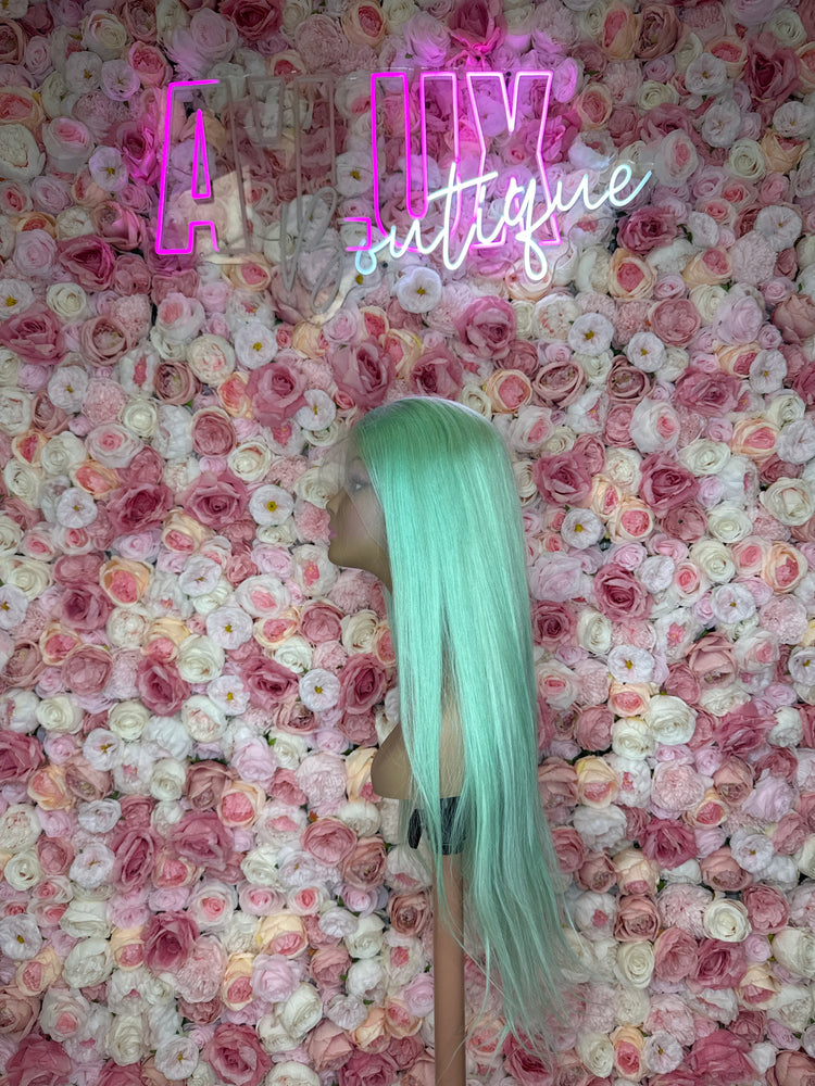 Luscious HD Mint Green Silky Straight Front Lace 13x4 150% Density Wig