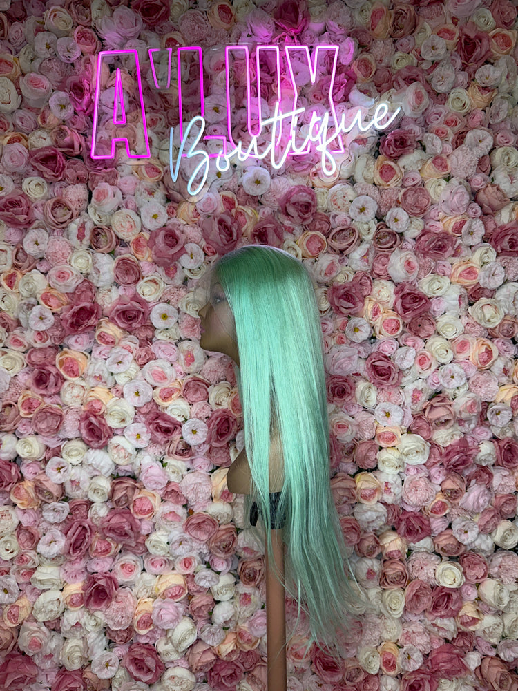 Luscious HD Mint Green Silky Straight Front Lace 13x4 150% Density Wig