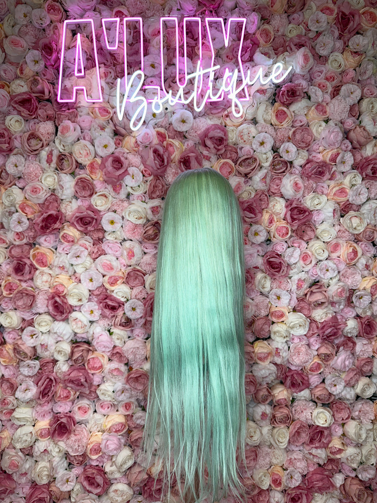 Luscious HD Mint Green Silky Straight Front Lace 13x4 150% Density Wig