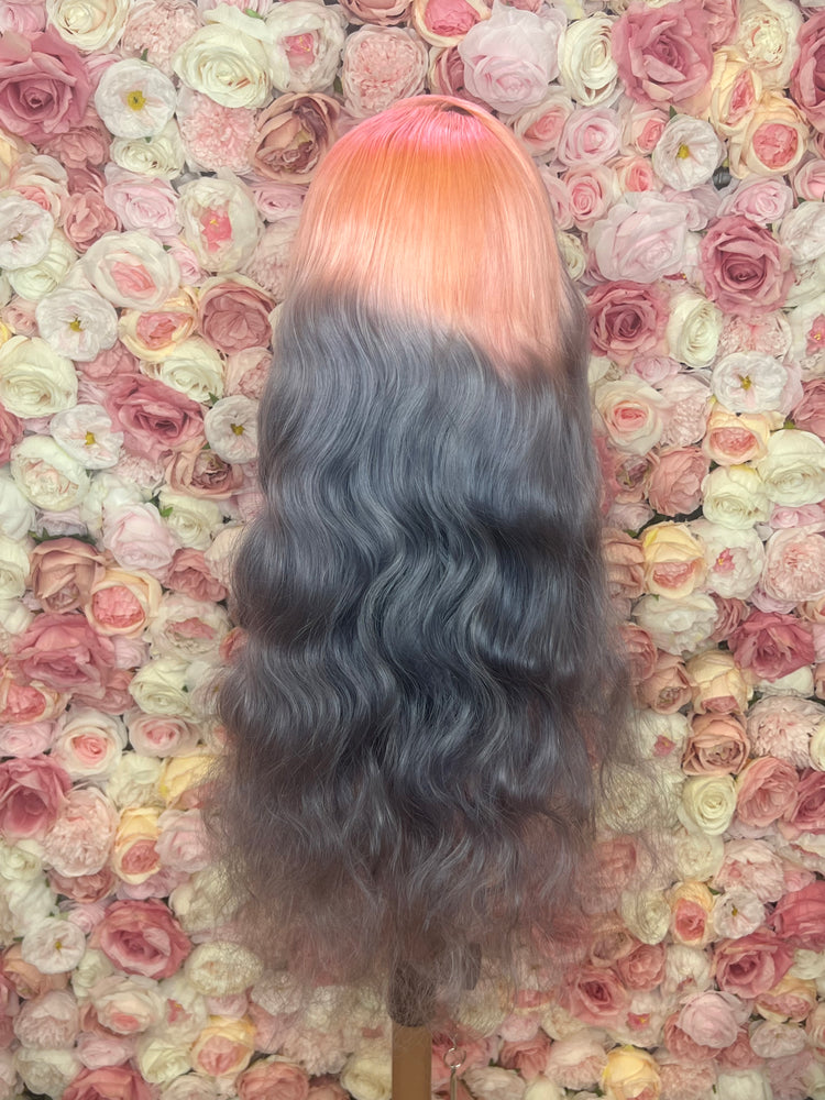 Luscious HD Dark Root Pink Purple Ombre Front Lace 13x4 180% Density Wig