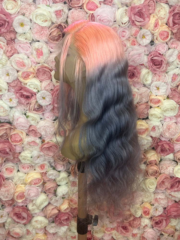 Luscious HD Dark Root Pink Purple Ombre Front Lace 13x4 180% Density Wig