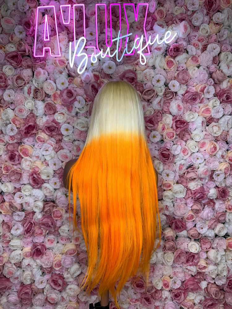 Luscious HD Blonde With Orange Silky Straight Front Lace 13x4 150% Density Wig