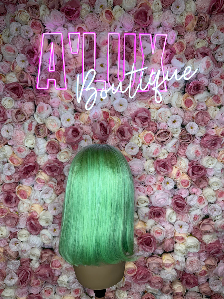 Luscious HD Mint Green Straight Bob 13X4 Lace Frontal 150% Density Wig