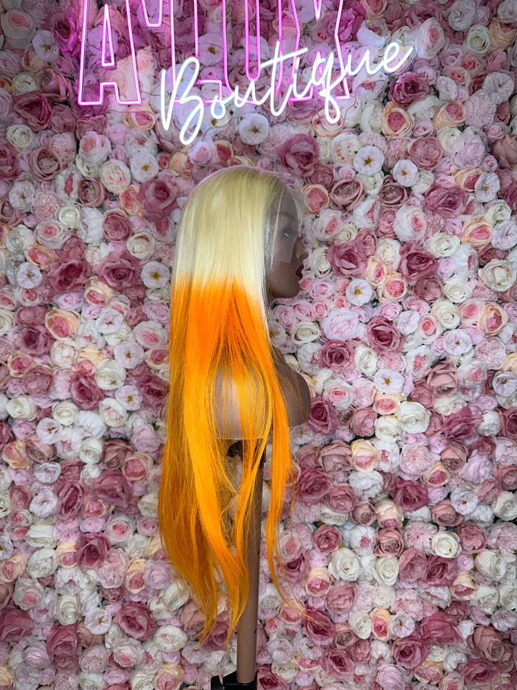 Luscious HD Blonde With Orange Silky Straight Front Lace 13x4 150% Density Wig