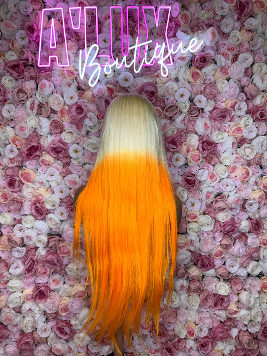 Luscious HD Blonde With Orange Silky Straight Front Lace 13x4 150% Density Wig
