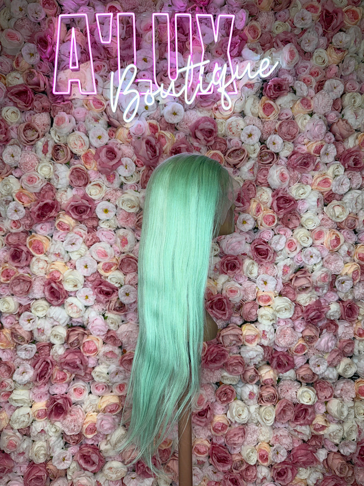 Luscious HD Mint Green Silky Straight Front Lace 13x4 150% Density Wig