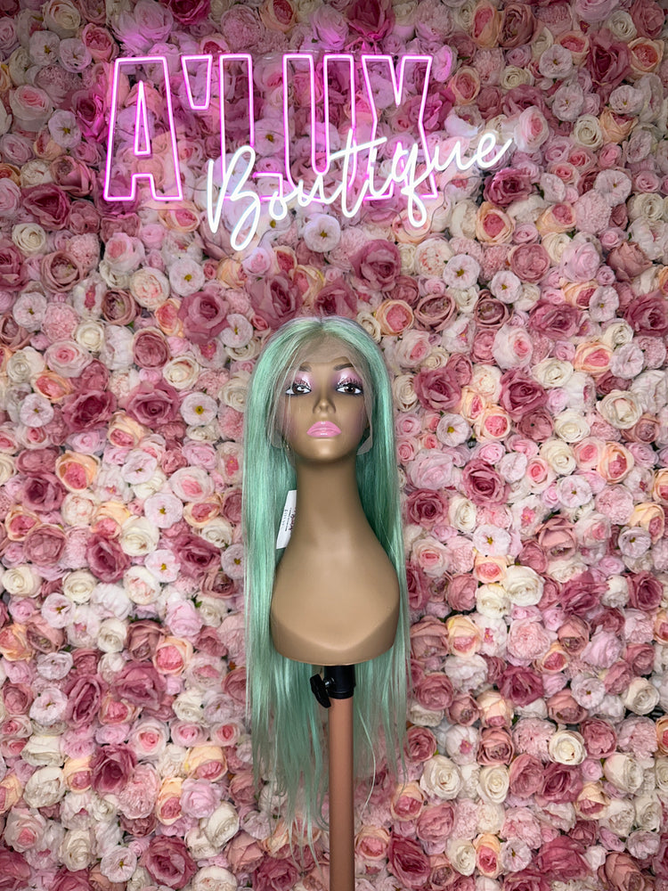 Luscious HD Mint Green Silky Straight Front Lace 13x4 150% Density Wig