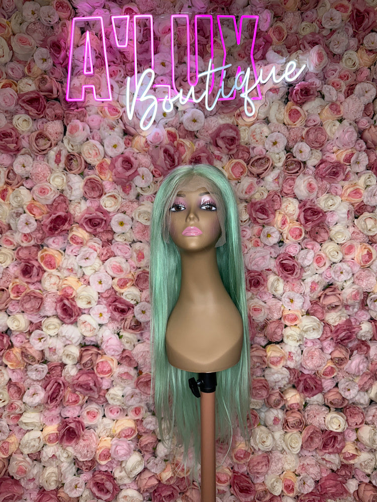 Luscious HD Mint Green Silky Straight Front Lace 13x4 150% Density Wig