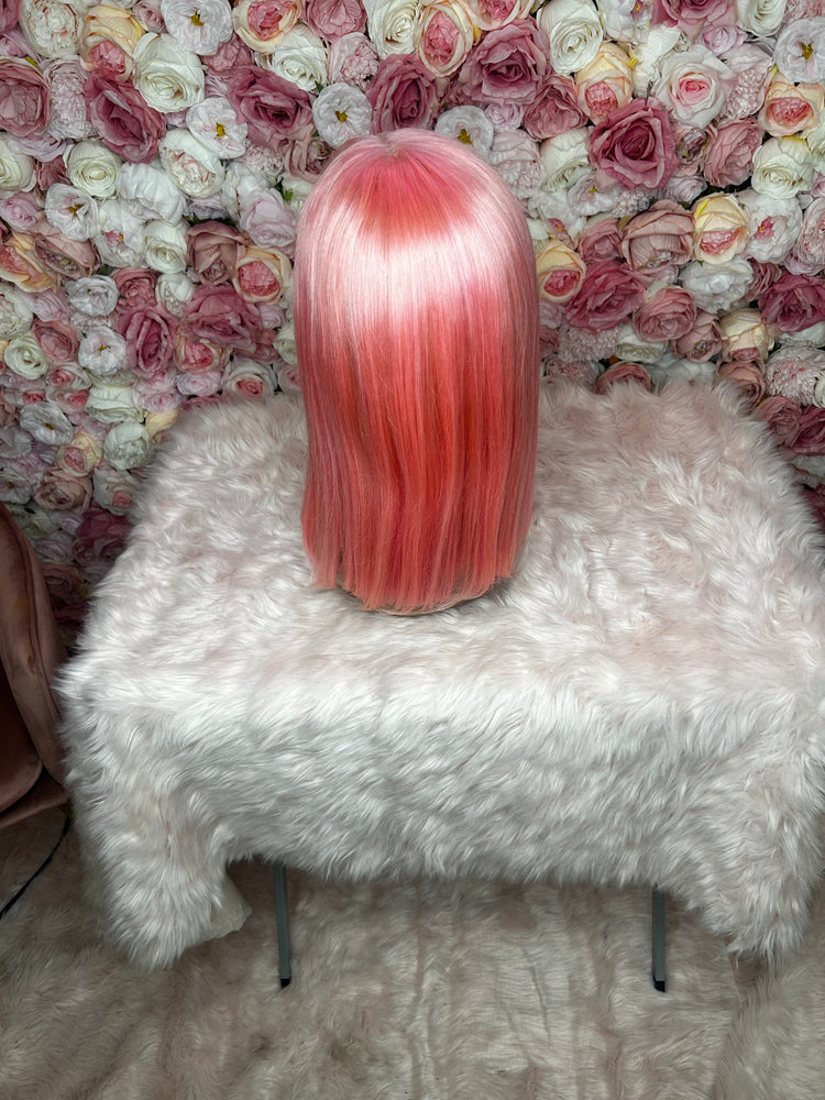 Luscious HD Pink Straight Bob 13X4 Lace Frontal 150% Density Wig