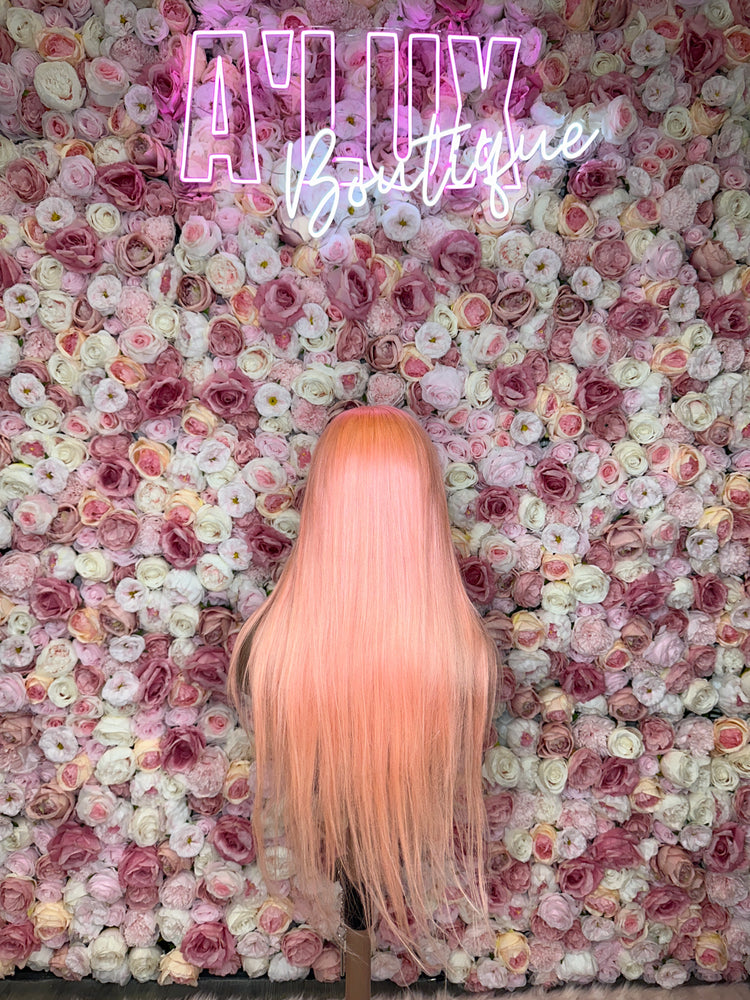 Luscious HD Pink Silky Straight Front Lace 13x4 150% Density Wig