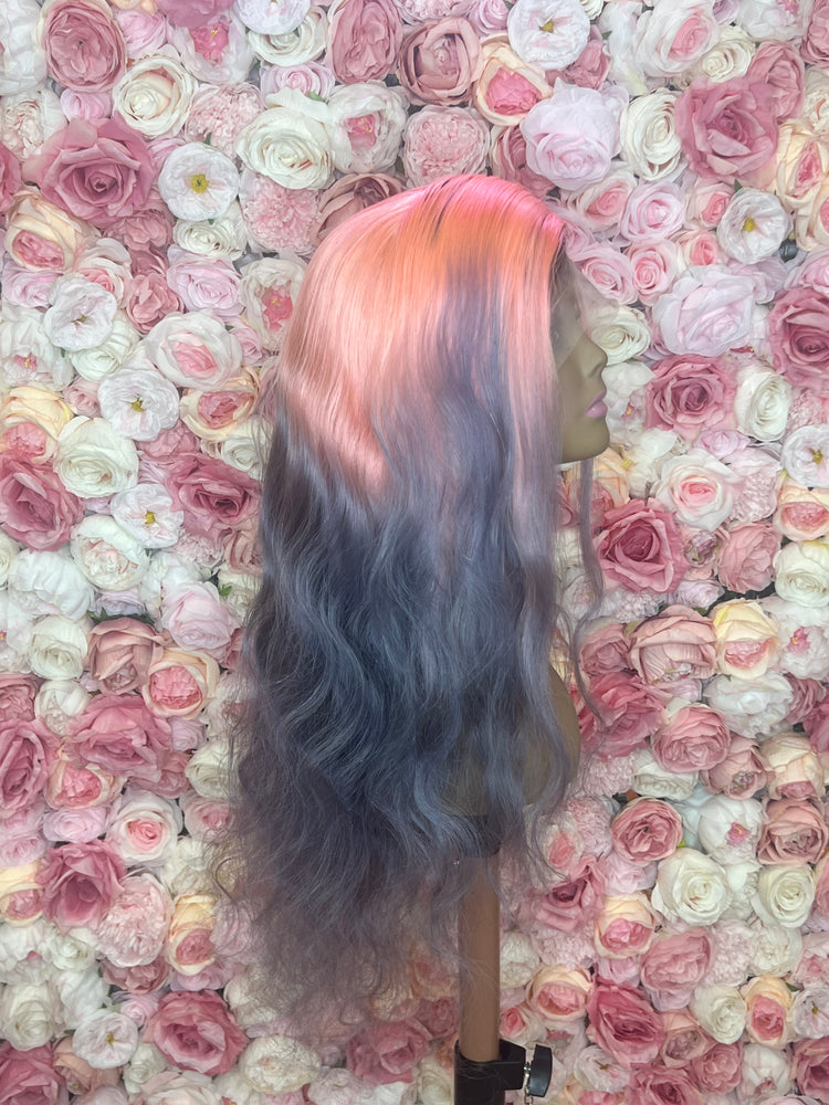 Luscious HD Dark Root Pink Purple Ombre Front Lace 13x4 180% Density Wig