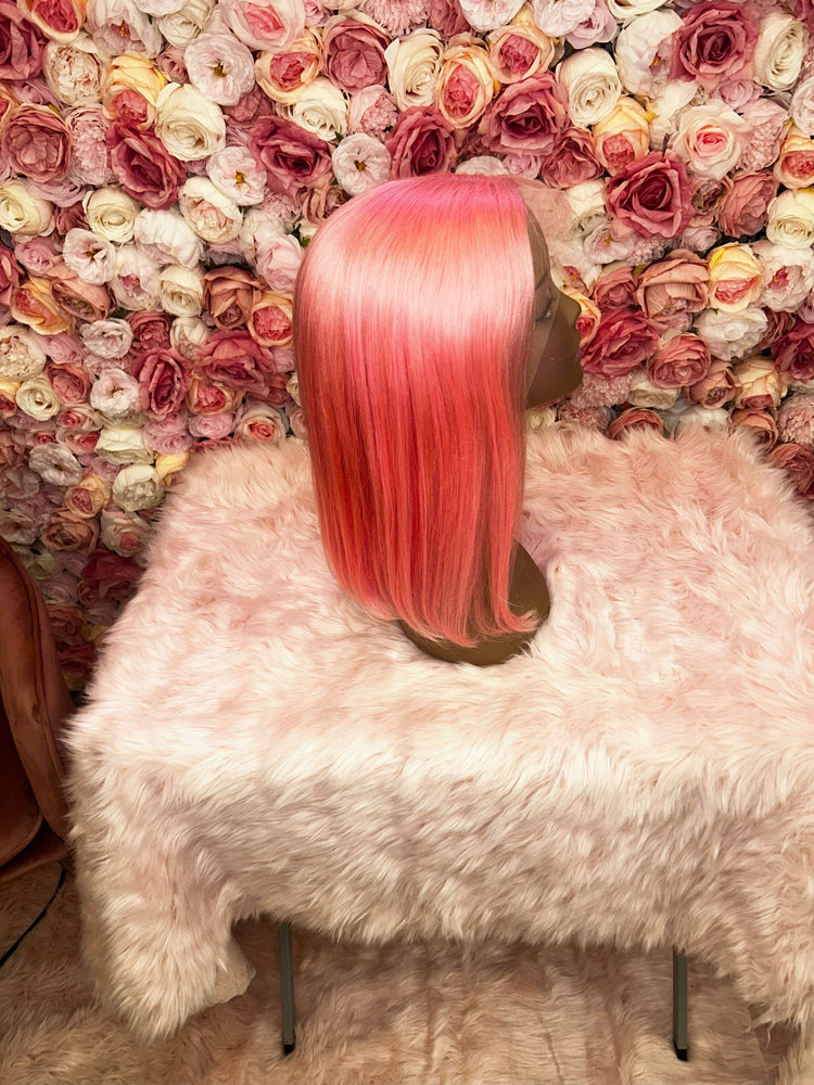 Luscious HD Pink Straight Bob 13X4 Lace Frontal 150% Density Wig