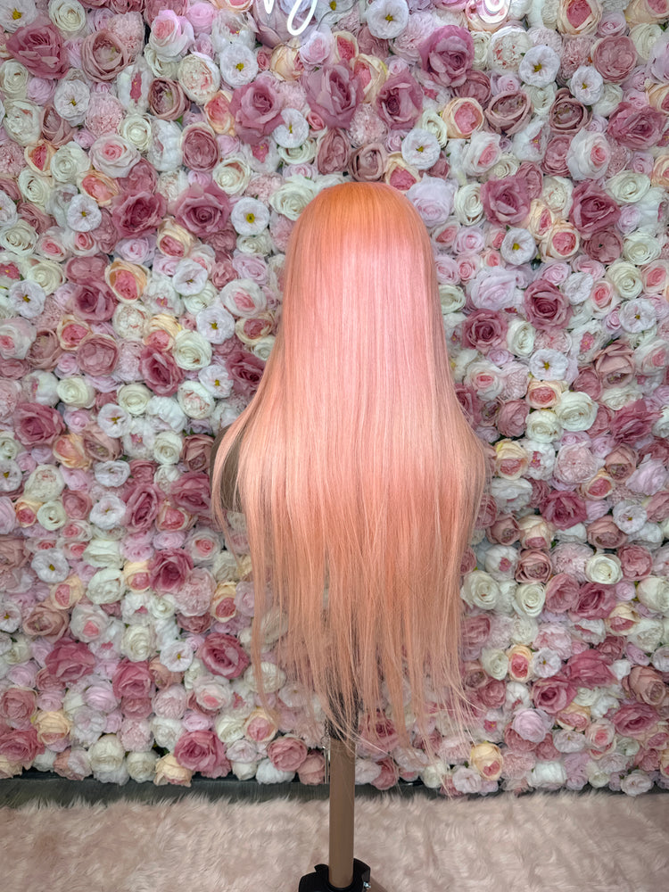 Luscious HD Pink Silky Straight Front Lace 13x4 150% Density Wig