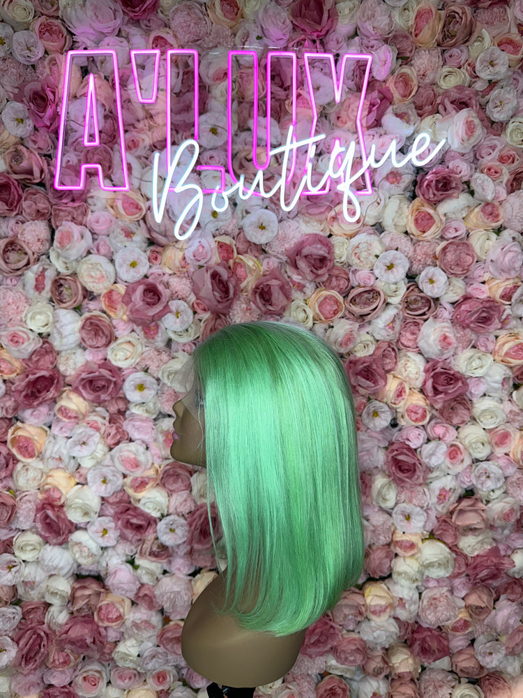 Luscious HD Mint Green Straight Bob 13X4 Lace Frontal 150% Density Wig